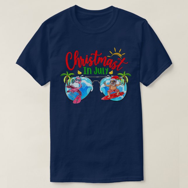 Christmas In July Sunglasses Santa Beach Summer Xm T-Shirt (Design Front)