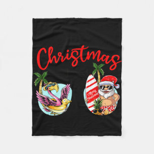 Christmas in july sunglasses santa flamingo summer fleece blanket