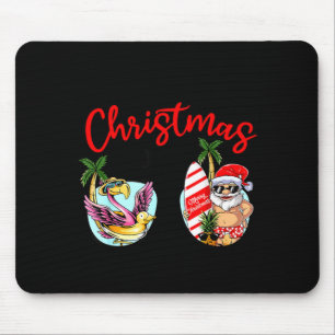 Christmas in july sunglasses santa flamingo summer mouse pad