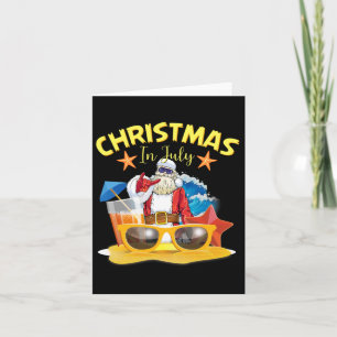 Christmas In July Sungles Funny Santa Summer Vacat Card