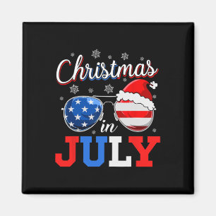 Christmas In July Sungles Santa American Flag 4th Magnet