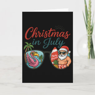 Christmas In July Sungles Santa Flamingo Summer Va Card