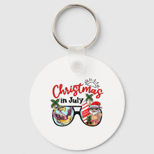 Christmas In July Sungles Santa Flamingo Summer Va Key Ring
