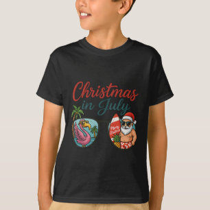 Christmas In July Sungles Santa Flamingo Summer Va T-Shirt