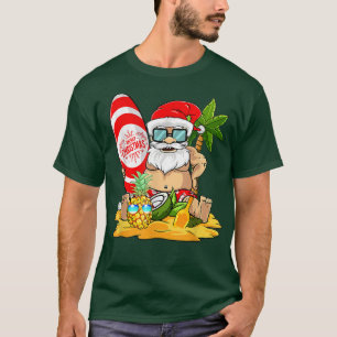 Christmas In July Surfing Funny Santa Summer Beach T-Shirt