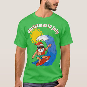 Christmas in July Surfing Santa Claus T-Shirt