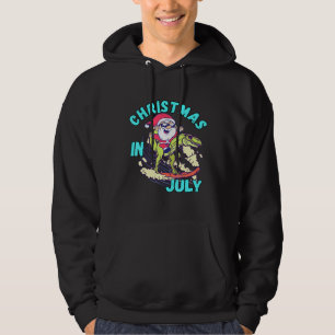 Christmas In July Surfing Santa Dinosaur Surf T-Re Hoodie