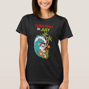Christmas In July Surfing Santa Summer Beach Vaca T-Shirt