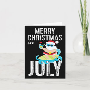 Christmas In July Surfing Santa Tropical Shirt Card