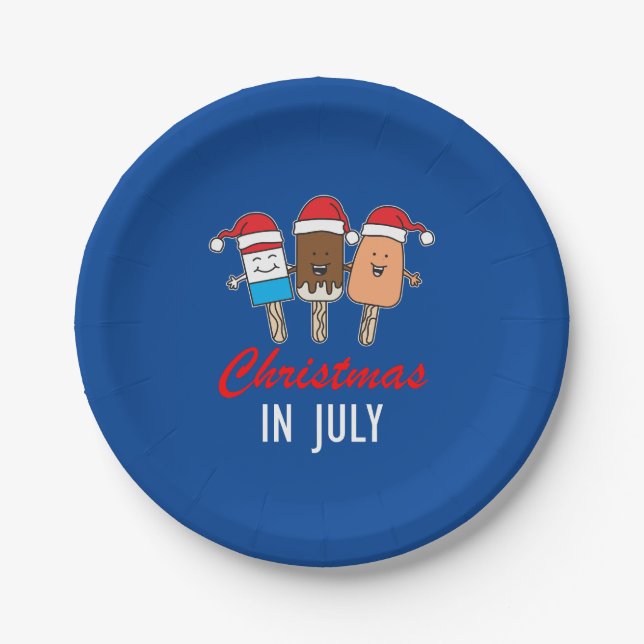 Christmas In July Sweet Treat Red White Plates (Front)