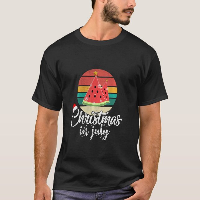 Christmas In July Tee Funny Watermelon Christmas H (Front)