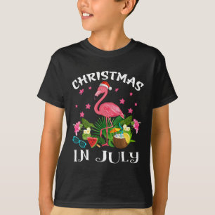 Christmas In July Tee Pink Flamingo Lover