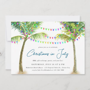 Christmas in July Tropical Beach Palm Trees Invitation
