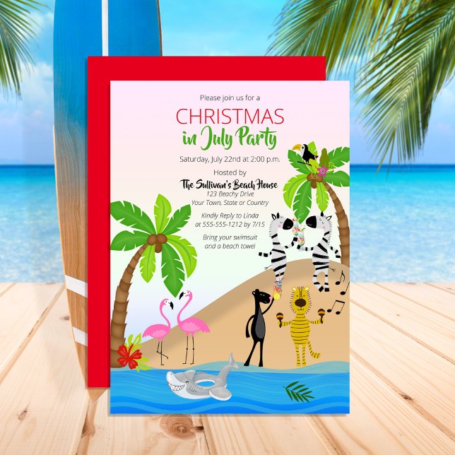 Christmas in July Tropical Beach Party  Invitation (Creator Uploaded)