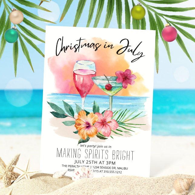 Christmas In July Tropical Beach Summer Party Invitation (Creator Uploaded)