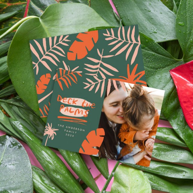 Christmas in july tropical palm tree modern photo  holiday card (Creator Uploaded)