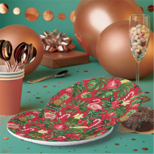 Christmas in July Tropical Pattern Paper Plate