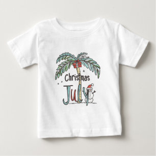 Christmas in July Tropical Snowman Holiday Design Baby T-Shirt