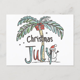 Christmas in July Tropical Snowman Holiday Design Postcard