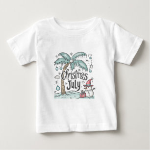 Christmas in July Tropical Snowman Palm Tree gift Baby T-Shirt