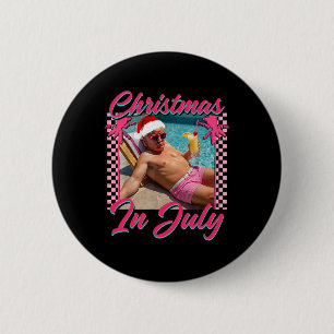 Christmas In July Trump Funny Chillin Santa Hawai  6 Cm Round Badge