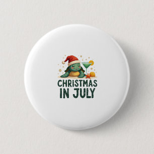 Christmas In July Turtle Summer Xmas Tortoise Wome 6 Cm Round Badge