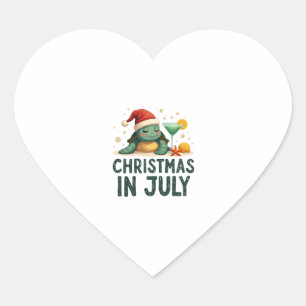 Christmas In July Turtle Summer Xmas Tortoise Wome Heart Sticker