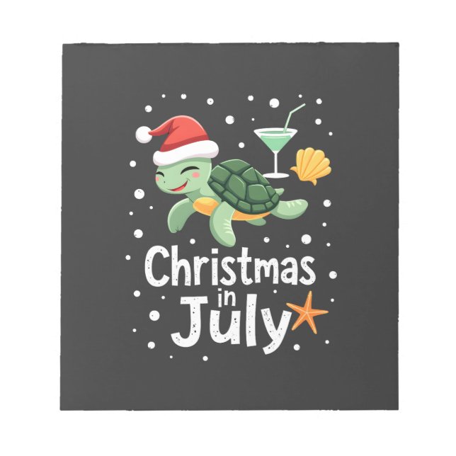 Christmas In July Turtle Summer Xmas Tortoise Wome Notepad (Front)