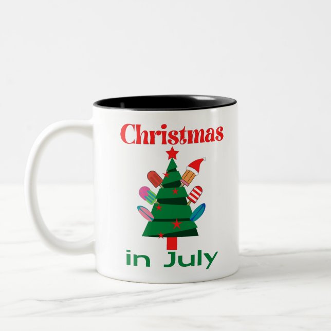 Christmas in july Two-Tone coffee mug (Left)
