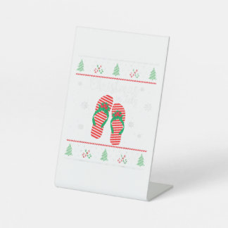 Christmas In July Ugly Christmas Summer Flip Flops Pedestal Sign
