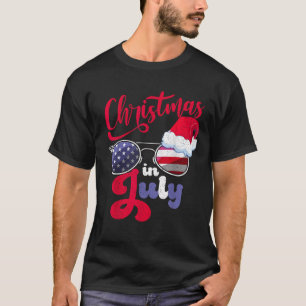 Christmas in July USA Americain Sunglasses Santa H T-Shirt