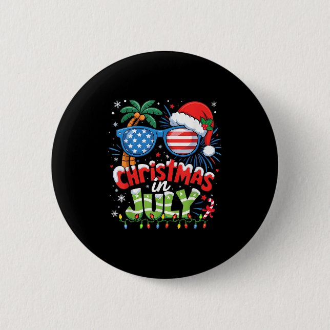 Christmas In July Usa Flag Summer Beach Hawaii San 6 Cm Round Badge (Front)