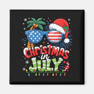 Christmas In July Usa Flag Summer Beach Hawaii San Magnet