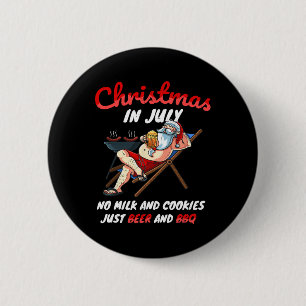 Christmas In July Vacation Santa Claus Xmas Party 6 Cm Round Badge