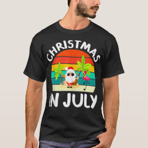 Christmas in July vintage Santa Hawaiian Surfing S T-Shirt