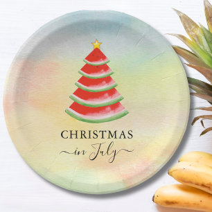 Christmas in July Watermelon Christmas Tree Paper Plate