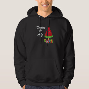 Christmas In July Watermelon Christmas Tree Summer Hoodie