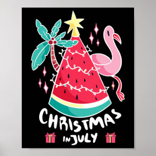 Christmas In July Watermelon Christmas Tree Summer Poster