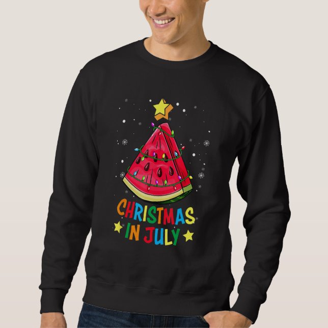 Christmas In July Watermelon Christmas Tree Summer Sweatshirt (Front)