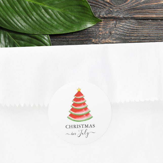 Christmas in July Watermelon Classic Round Sticker (Creator Uploaded)