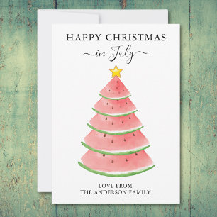 Christmas in July Watermelon  Holiday Card
