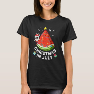 Christmas In July Watermelon Lights Santa Summer T-Shirt
