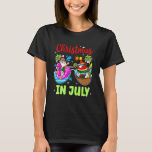 Christmas In July Watermelon Santa Summer Beach Va T-Shirt