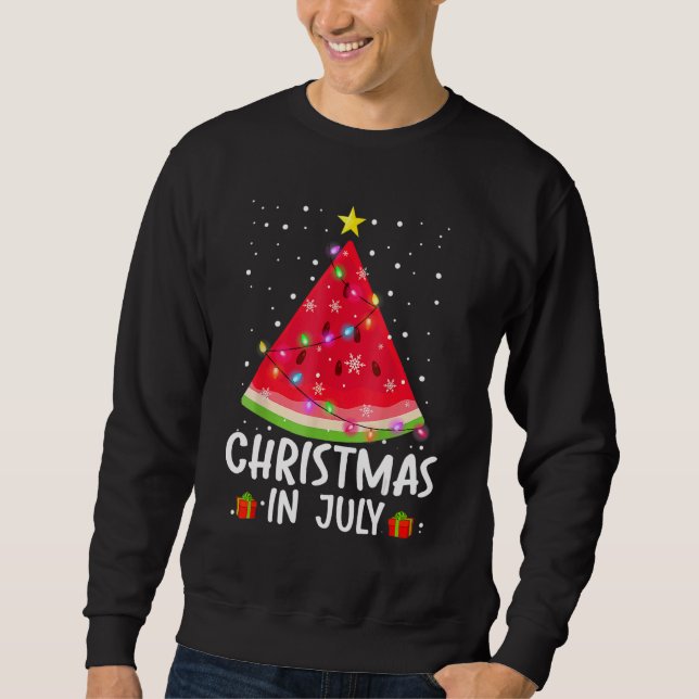 Christmas In July Watermelon Santa Summer Tree Sweatshirt (Front)