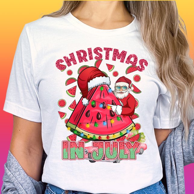 Christmas in July Watermelon Santa-Tropical-Summer T-Shirt (Creator Uploaded)