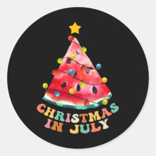 Christmas In July Watermelon Shirt Funny Summer Va Classic Round Sticker