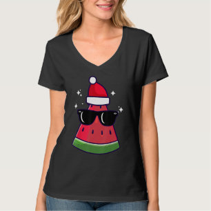 Christmas In July Watermelon Summer Santa Xmas Cut T-Shirt