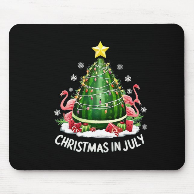 Christmas In July Watermelon Tree Funny Flamingo X Mouse Pad (Front)