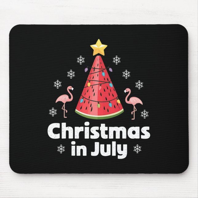 Christmas In July Watermelon Tree Funny Flamingo X Mouse Pad (Front)