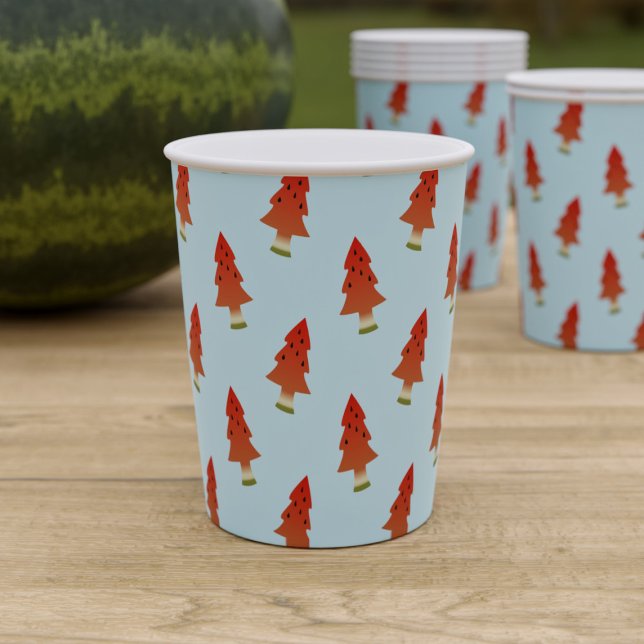 Christmas in July Watermelon Trees Paper Cups (🍉 Perfect paper cup for your Christmas In July party (or the one in December)  🍉)